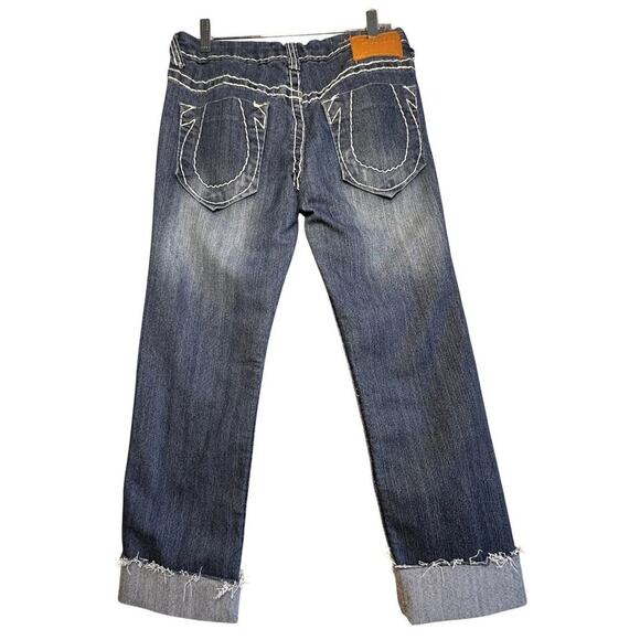 True Religion World‎ Tour USA Limited Edition Y2K Jeans Women Sz 28 Raw Cuff Hem - Picture 4 of 16